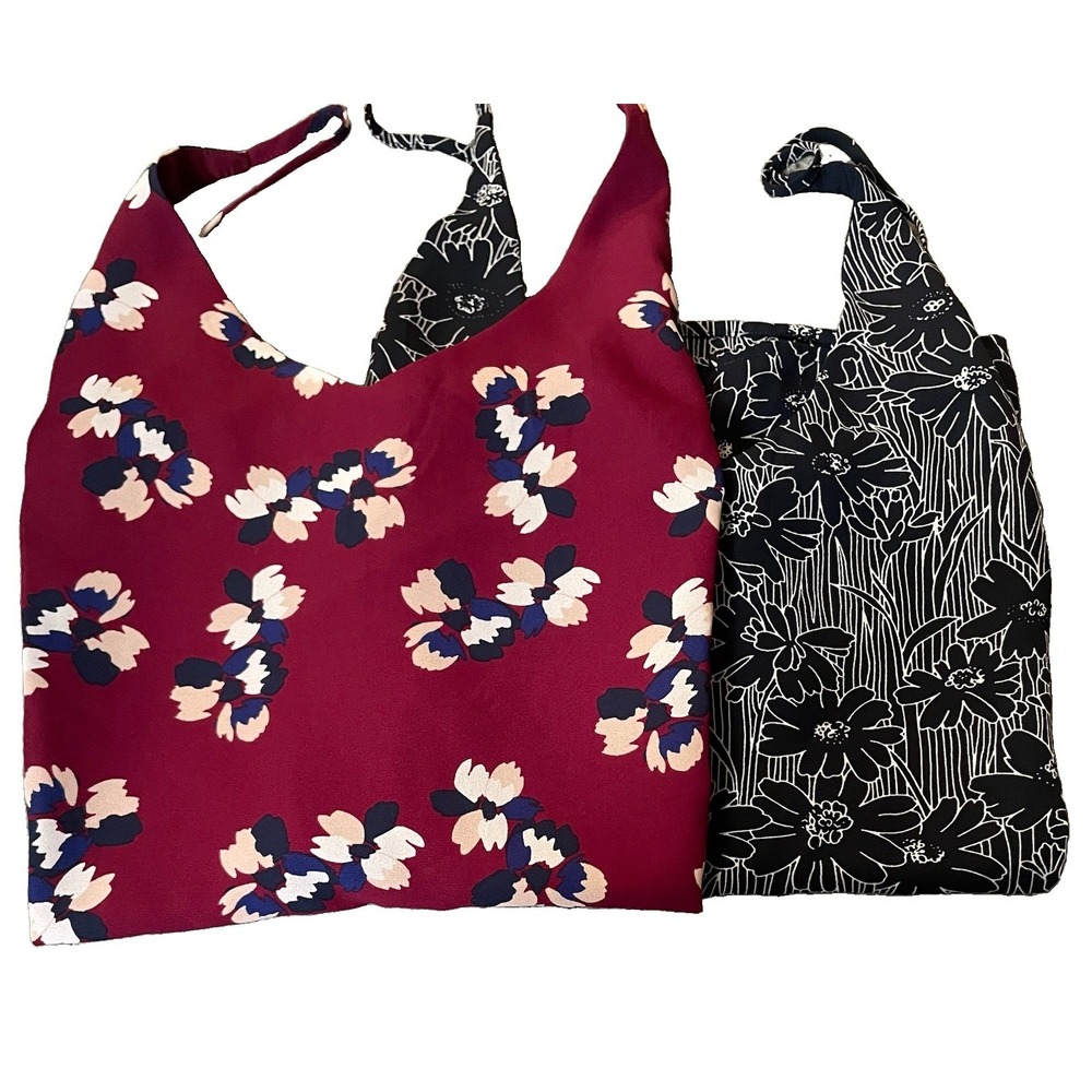 Lot Of 2 Y2K Banana Republic Tank Slip Top Sz S Red Black Floral City Clubwear